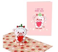 Central 23 Biglietto Pop Up Mucca - Love You Berry Much - Biglietto Di Auguri 3D Per Compleanno, Anniversario, San Valentino - Mucca Fragola E Fiori - Per Uomo Donna - Viene Fornito Con Adesivi