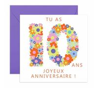 Central 23 Carte 10e anniversaire pour enfant - Arc-en-ciel floral - Carte anniversaire pour fille de 10 ans - Cadeaux pour petite-fille, sœur, nièce - Livrée avec autocollants - par