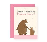 Central 23 Carte Anniversaire Maman Ours Mère Femme Animal Cadeau Fils Fille Mari Voeux Avec Autocollants Par