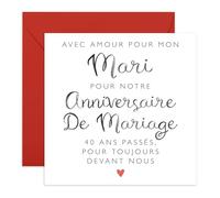 Central 23 Carte Anniversaire Mariage 40 Ans Romantique Époux Cadeau Amour Moitié Éternellement Avec Autocollants Par