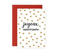 Central 23 Carte d'anniversaire mignonne pour homme - Joyeux anniversaire - Coeurs - Cadeau d'anniversaire pour femme - Carte d'anniversaire douce pour fille - Livré avec autocollants - Par