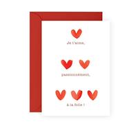 Central 23 Carte d'anniversaire pour femme - JE T'AIME, PASSIONNEMENT, A LA FOLIE - Carte de voeux pour homme - Pour la Saint-Valentin ou anniversaire de mariage - pour lui, elle, mari, femme - Par