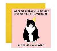 Central 23 Carte d'anniversaire sympa - 'Un petit oiseau m'a dit que c'était ton anniversaire' - Carte d'anniversaire pour chat - Comédie - Pour les hommes et les femmes - lui ou elle - Par