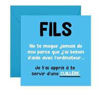 Central 23 Carte Greeting Son Help With Computer Tech-Savvy Expertise Humor Appreciation Stickers Par