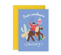 Central 23 Cowboy Biglietto Auguri Rodeo Ragazzo Uomo Marito Papà Fratello Viene Con Adesivi Regalo Compleanno Regalo Carino