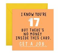 Central 23 - Divertente biglietto di auguri per il 17° compleanno per lui - I Know You're 17 - Biglietto di compleanno per lei figlio fratello sorella - Viene fornito con adesivi