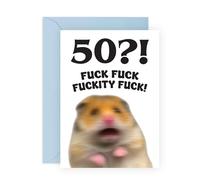 CENTRAL 23 Divertente biglietto di auguri per il 50° compleanno - '50?! Fckity Fckity Fck' Shocked Hamster - per papà zio nonno - celebrazione del cinquantesimo traguardo maleducato - viene fornito