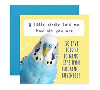 CENTRAL 23 Divertente biglietto di compleanno - 'A Little Birdie Told Me How Old You Are... Mind It's Own Flocking Business' - per donne, amiche e sorelle, Budgie sfacciato su giallo, fornito con
