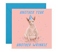 Central 23 - Divertente biglietto di compleanno "Another Year Another Wrinkle" per uomini e donne - Mamma papà, fratello, sorella, simpatico cane scherzo umorismo Witty Pun Banter 21°, 30°, 40°