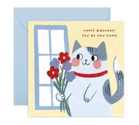 Central 23 Divertente biglietto di compleanno con gatto, con scritta in lingua inglese "You're Paw-Some", design con gatti con fiori, per donne, uomini, amici, sorelle, fratelli, fidanzati, simpatici