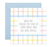 Central 23 Divertente biglietto di compleanno con scritta in lingua inglese "When you realise people your age were adults", motivo scozzese retrò, per amici, uomini, donne, colleghi, viene fornito con