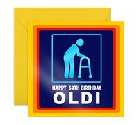 Central 23 - Divertente biglietto di compleanno per 50 anni - "Happy 50th Birthday Oldi" - Regalo per i suoi cinquantesimi - Mamma papà - Cinquanta - Aging Jokes for Friends - Con simpatici adesivi