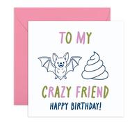 Central 23 Divertente biglietto di compleanno per amico - 'To My Bat Sh* t Crazy Friend' - divertente gioco di parole con animali per uomini donne Bestie Brother Sister - viene fornito con adesivi