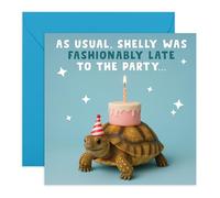 CENTRAL 23 Divertente biglietto di compleanno tartaruga, scherzi per lei, lui, sorella, fratello, amico, figlia, figlio, collega, fratello, amico, amante degli animali, late comer, slow movers - con