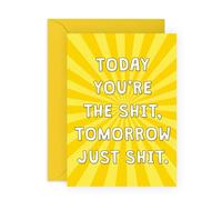 Central 23 Divertente biglietto di compleanno - "Today You're The Sht Tomorrow Just Sht" - Raggi gialli - per uomini, donne amici, regalo divertente per figlio, fratello e marito, fornito con adesivi