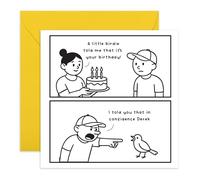 Central 23 Divertente biglietto di compleanno - 'Told You In Confidence Derek' fumetto cartone animato - stravagante uccello scherzo - per uomini, donne, amici, lui lei, viene fornito con adesivi e