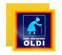 Central 23 - Divertente biglietto per il 50° compleanno per le donne - "Happy 50th Birthday Oldi" - Regalo esilarante per i suoi cinquantesimi - Moglie mamma zia età 50 anni - Con simpatici adesivi
