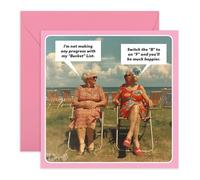 Central 23 Divertente biglietto retrò per donne - Bucket List - divertente biglietto auguri di compleanno per sorella, cugina, nonna, mamma, migliore amica - viene fornito con adesivi