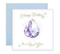 Central 23 Elegante biglietto di auguri di compleanno con scritta "Happy Birthday to a Real Gem", design con cristalli - per donne, mamma, nonna, amica, sorella, moglie, grazioso look glitterato