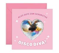 Central 23 Geburtstagskarte Disco Diva Glamourös Ehefrau Freundin Schwester Oma Zia Mädchen Herz Diskokugel Glitzer Design Geschenkidee Für Sie Inklusive Aufkleber Von