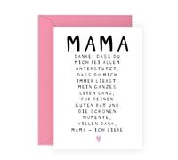 Central 23 Geburtstagskarte Mama Danke Für Deine Unterstützung Muttertag Geschenkidee Herzliche Worte Von Sohn Tochter Mutti Grußkarte Für Sie Inklusive Aufkleber Von