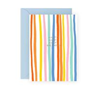 CENTRAL 23 Grazioso biglietto di compleanno per lui e lei, motivo a righe colorate, per donne, uomini, colleghi, amici, vicini, nipoti, biglietto di auguri semplice, fornito con divertenti adesivi