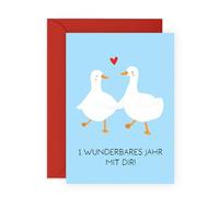 Central 23 Karte Erster Jahrestag Gänse Paar Ein Jahr Zusammen Romantisch Ehemann Ehefrau Freund Freundin Geschenkidee Für Ihn Sie Inklusive Aufkleber Von