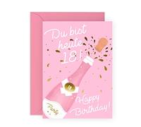 Central 23 Karte zum 18. Geburtstag für sie - DU BIST HEUTE 18 - süße Grußkarte für Frauen Mädchen - Thema Champagner - geschenke zum 18 geburtstag frau - mit Aufkleber - von