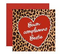 Central 23 Leopardo Biglietto Auguri Migliore Amica BFF Sorella Donna Rosso Cuore Viene Con Adesivi Regalo Compleanno Regalo Carino
