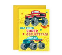 Central 23 Monster Truck Geburtstagskarte Junge Kinder Mädchen LKW Fahrzeug Spaß Kommt Mit Aufklebern Geburtstagsgeschenk Niedliches Geschenk Von