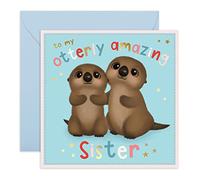 CENTRAL 23 - Simpatico biglietto di compleanno per sorella - 'To My Otterly Amazing Sister' - Biglietto di compleanno per sorella - Biglietto di auguri vuoto - Viene fornito con simpatici adesivi