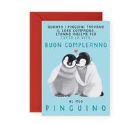 Central 23 Simpatico Biglietto Di Compleanno Per Uomo Donna - AL MIO PINGUINO - Dolci Biglietti Di Auguri Per Marito, Moglie, Fidanzato, Fidanzata - Regalo Per Coppia - Fornito Con Adesivi
