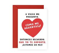 Central 23 Tarjeta de Aniversario Divertida - como me aguantas - Tarjeta de Felicitación para Esposo, Esposa, Novia, Novio - Tarjeta de Agradecimiento - Para Amigos o Familia - con pegatinas