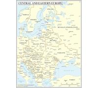 Central and Eastern Europe Political Map Poster Laminated Detailed Map with Countries Capitals and Cities Educational Geography Wall Art(Framed,12x18inch(30x45cm))