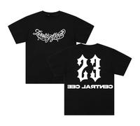 Central CEE 23 Logo T-Shirt Girocollo Manica Corta Cotone Tee Donna Uomo Streetwear Top, Nero , L