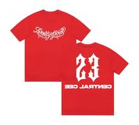 Central CEE 23 Logo T-Shirt Girocollo Manica Corta Cotone Tee Donna Uomo Streetwear Top, Rosso, XL