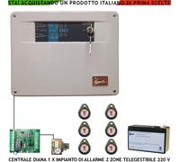 Centrale Antifurto Diana 2 Zone Batteria 7 Ah Impianto Allarme Chiave Prox 6 TAG