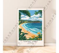 Centrale Coast Australia Stampa da Viaggio Muro Art Poster Illustrazione Décor