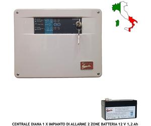Centrale Diana Antifurto Casa 2 Zone 1 Temp. Batteria 12 V 1,2 Ah Aallarme Filo
