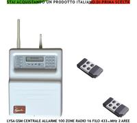 Centrale Allarme 100 Zone Wireless 16 Filo LysaGSM 2 Radioc Sydra Batt. 12 V 7Ah