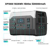Centralina elettrica portatile Ctolity XP1000 1024Wh 1600w per campeggio, funzione UPS, batteria Lifepo4, ricarica completa veloce di una sola volta
