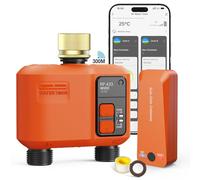 Centralina Irrigazione WiFi 2 uscite con 300 metri RF, Ingresso in Ottone, Timer Irrigazione Smart Compatibile con APP e Vocale Alexa, Ritardo Della Pioggia, Temporizzatore Irrigazione per Giardino