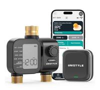 Centralina Irrigazione Wifi 2 Vie, con Ingresso e Uscita in Ottone, Timer Intelligente per Irrigazione con App, Orologio Automatico per Irrigatore da Giardino, Programmatore Sistema di Irrigazione