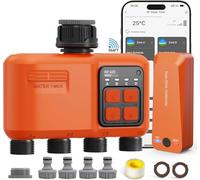 Centralina Irrigazione WiFi 4 uscite con 300 metri RF, Timer Irrigazione Smart Compatibile con APP e Vocale Alexa, Computer Irrigazione Ritardo Della Pioggia, Temporizzatore Irrigazione per Prato