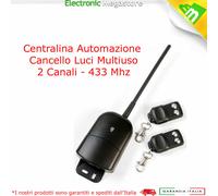 CENTRALINA PER CANCELLI SERRANDE CON 2 TELECOMANDI 433MHZ DA ESTERNO