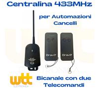 KIT RICEVENTE 433 DA ESTERNO CON DUE TELECOMANDI INCLUSI- BICANALE CON DUE CONTATTI MONO O BISTABILE ADATTO PER USI VARI ALIM 12-24V AC/DC