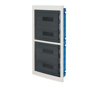 Centralino ad incasso, per cartongesso, 72 (4x18) moduli, bianco, IP40, sportello in policarbonato fume' - Elettrocanali EC63572B