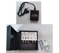 CENTRALINO AMPLIFICATORE DA PALO 2 USCITE 48 dB UHF 5G + ALIMENTATORE 450 MAH
