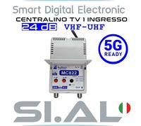 Centralino antenna TV 1 ingresso 24dB regolabile VHF UHF filtro 5G ELAR