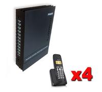 Centralino telefonico pabx 3 linee 8 interni messaggio DISA 4 telefoni cordless